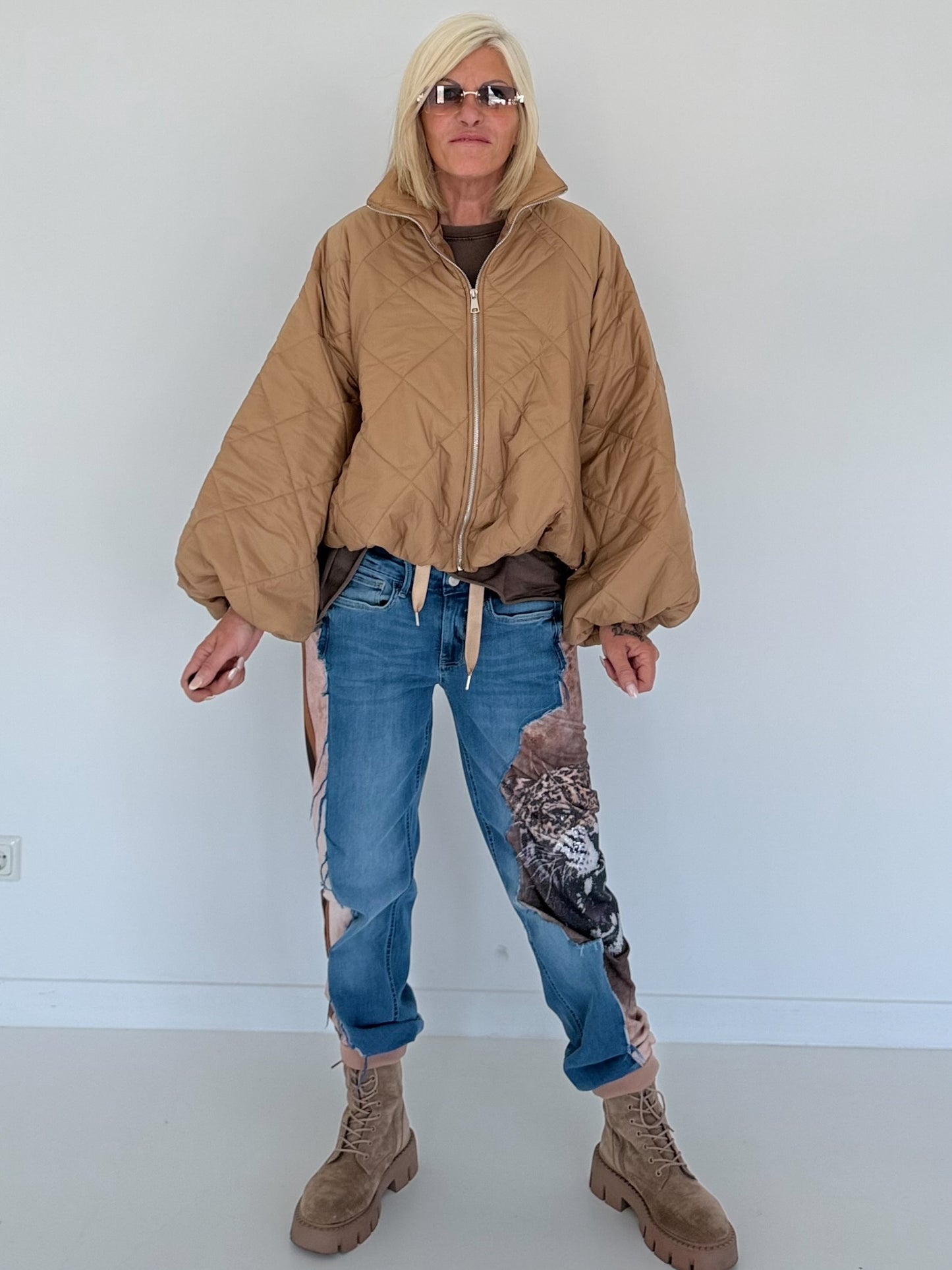 Jacket with puff sleeves - camel