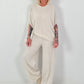 Two-piece set with asymmetrical shirt - beige