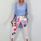Hose mit Print-Mix und Comicmotiven - weiss-pink-mehrfarbig