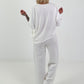 Two-piece set with asymmetrical shirt - white