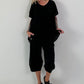 Casual sweatpants with eyelet details - black