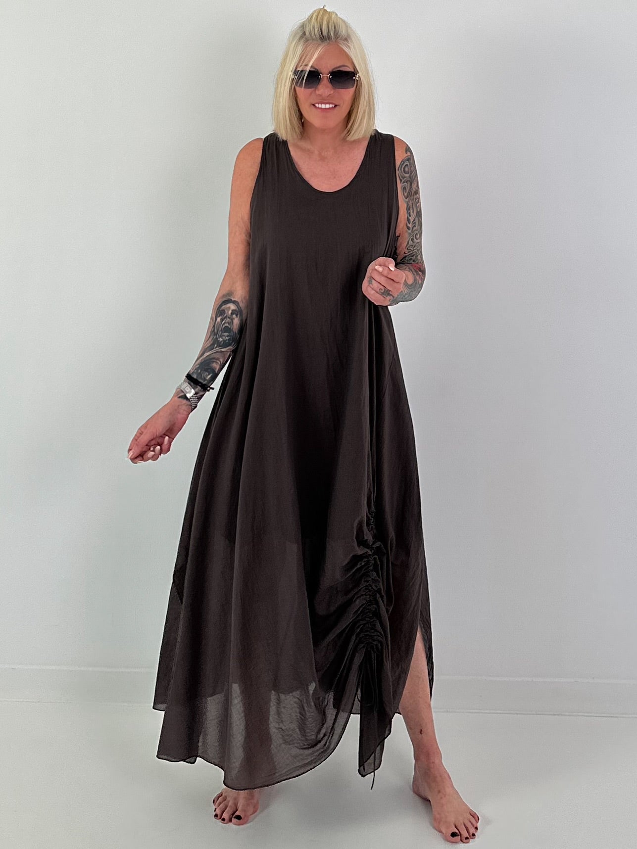 Sommerkleid mit Raff-Detail - schoko