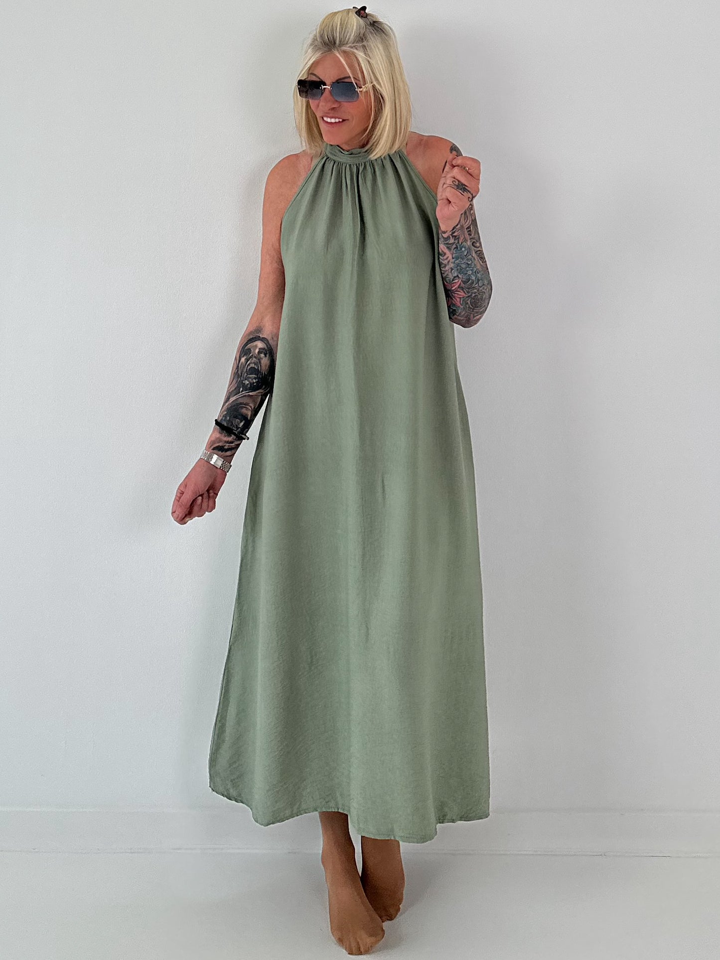 Klassisches Neckholder-Kleid -salbei