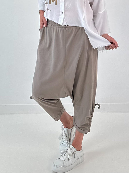 Sweatshirt Baggy mit Beinraffung - taupe