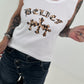 Ribbed Printed Tank Top - white
