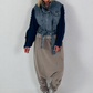 Denim jacket with knitted sleeves - denim-navy