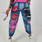 Jeanshose mit Statement Printmix - blau-mehrfarbig