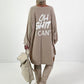 Oversized shirt model "KEEP CALM" - beige