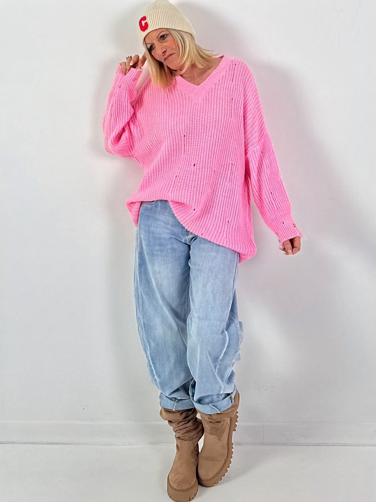 Trui model "Raw Rib" - roze