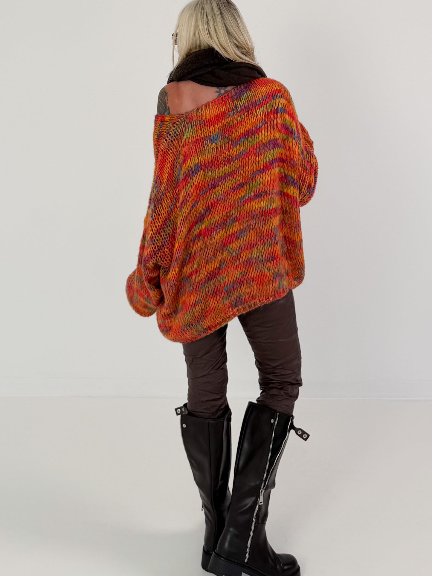 Weicher Oversized Grobstrickpullover  - mehrfarbig