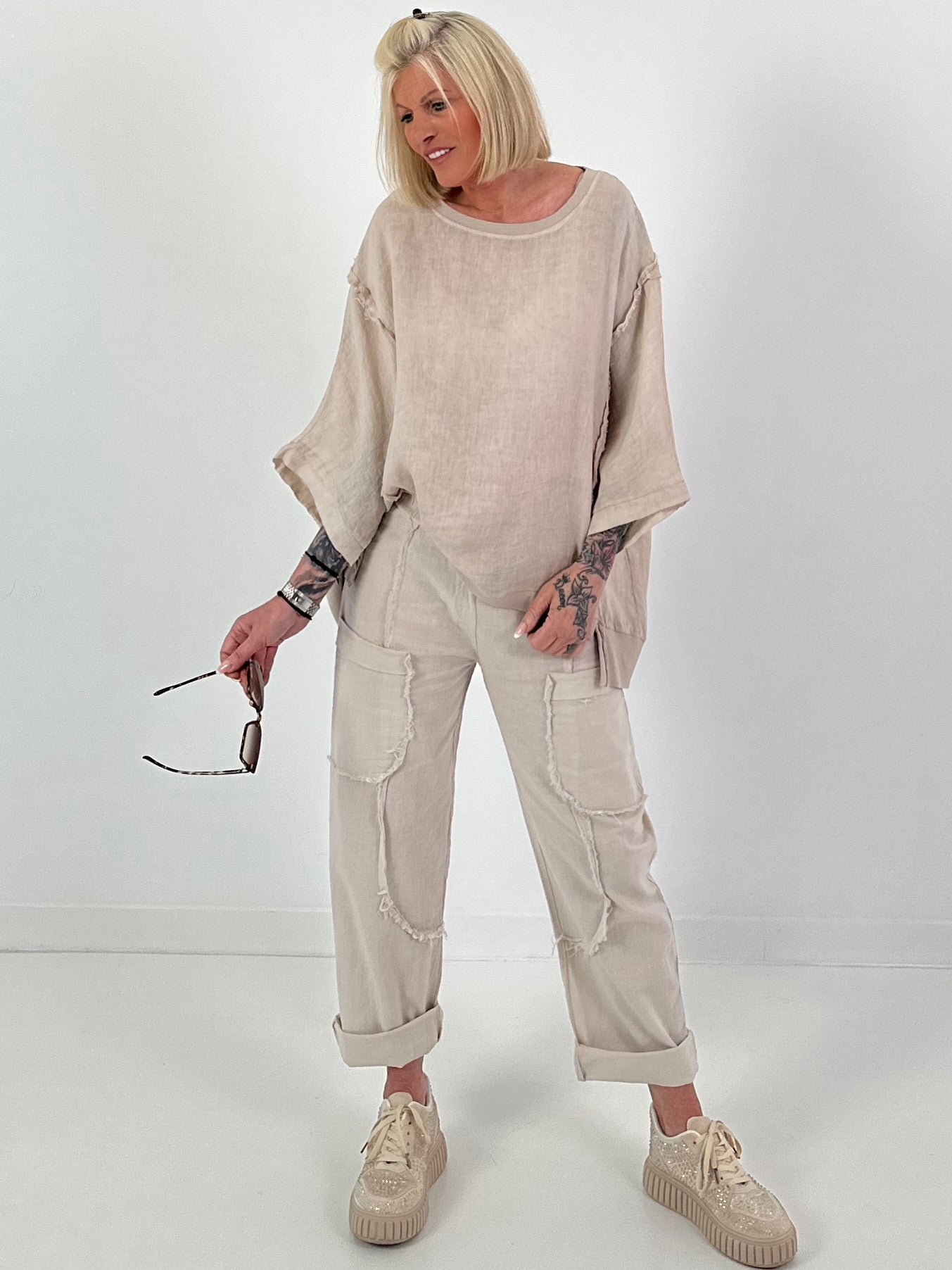 Oversized Linen Shirt - beige