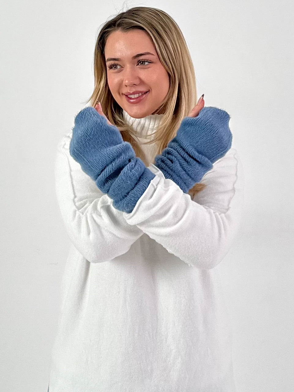 "Cozy Touch" model fingerless gloves - blue