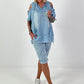 Short baggy jeans with eyelet details - light blue (available from 05/15/26)
