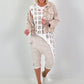 Jeansjacke in Destroyed Optik - beige