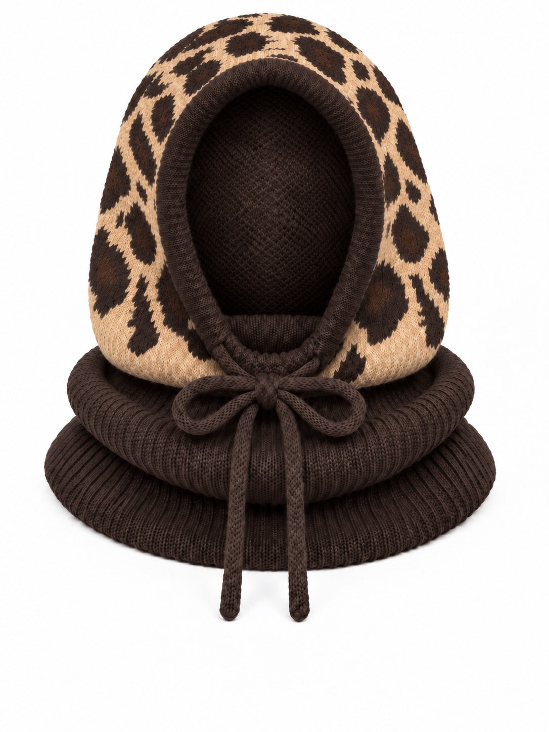 Strick Balaclava - mokka-leo-mehrfarbig