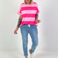 Sweat T-Shirt mit Streifen - pink-rosa