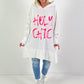 Oversized Hoodie Modell "Holy Chic" - weiss-neonpink