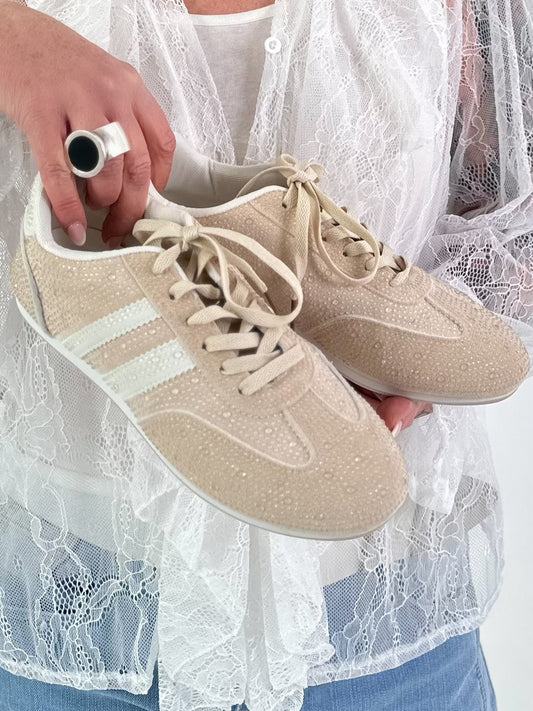 Sneaker mit Steinchen - beige