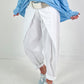 Casual broek met een wikkelmodel - wit