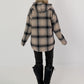Plaid hooded overshirt - beige-black-multicoloured
