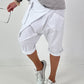 Short baggy shorts with overlap - white