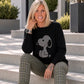 Pullover mit Strass-Cartoon-Motiv - schwarz