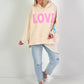 Oversized hoodie Love - beige