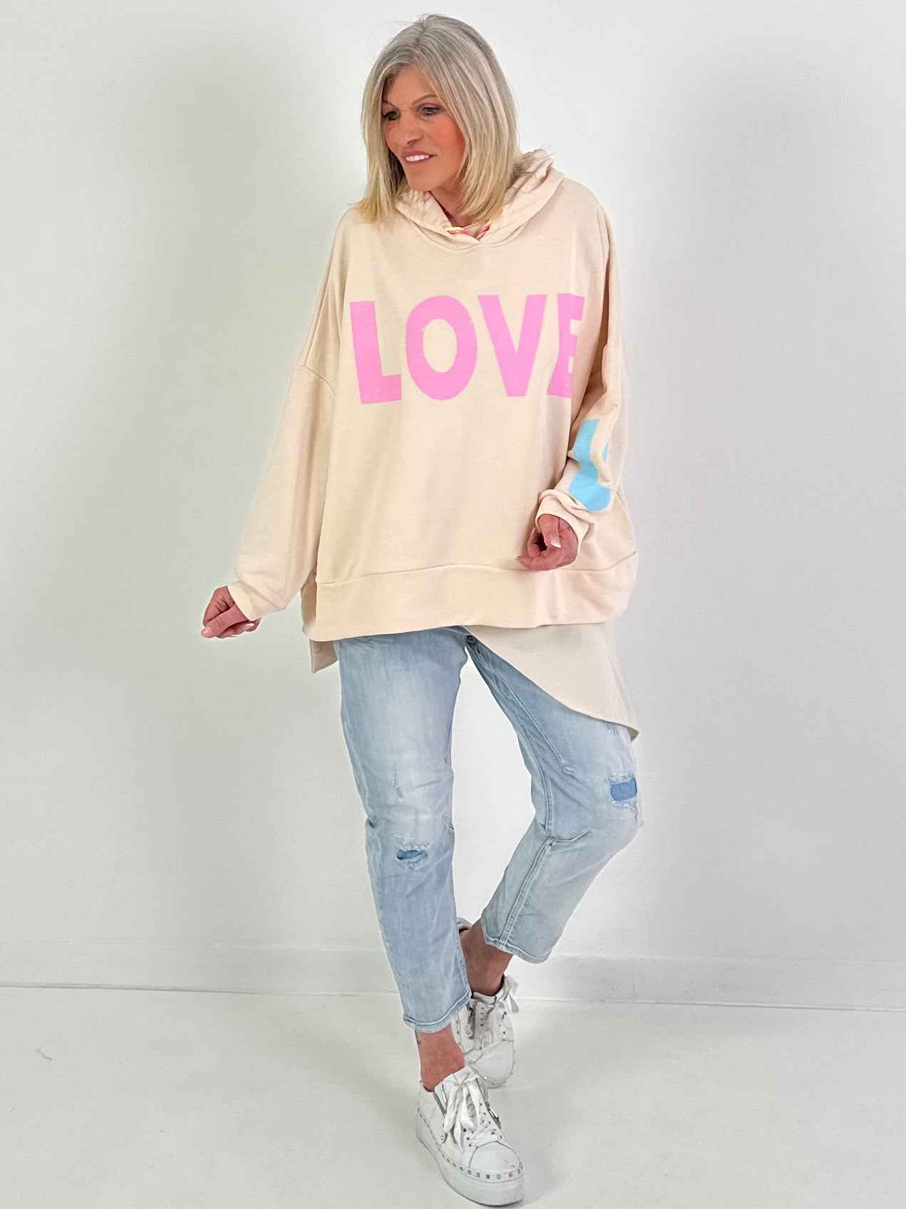 Oversized hoodie Love - beige