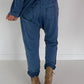 Sweat Baggy mit Strassapplikation - jeansblau