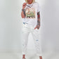 T-Shirt Glitzer Car - weiss-khaki