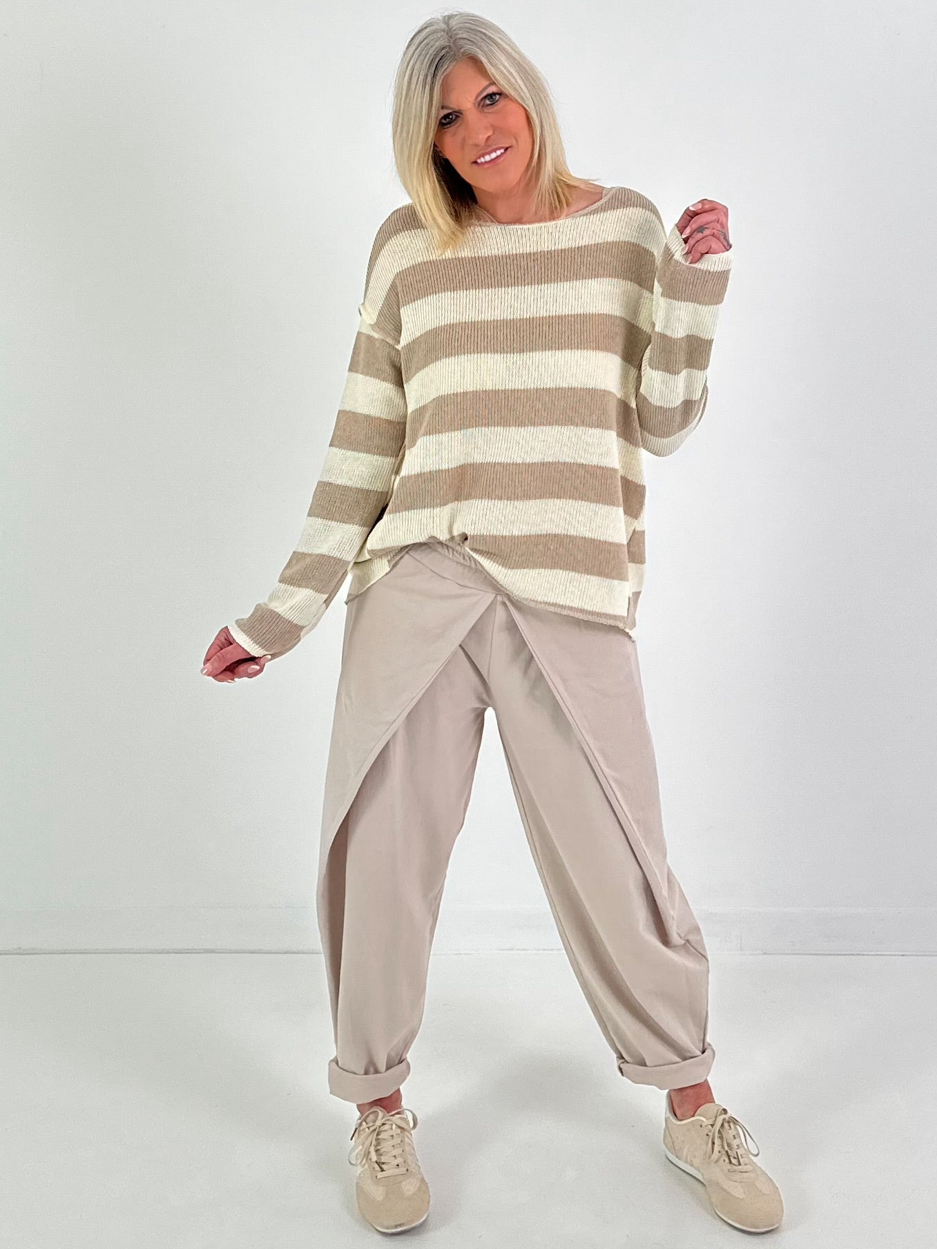 Pullover mit Streifen - beige-taupe ( lieferbar ab 30.01.26)