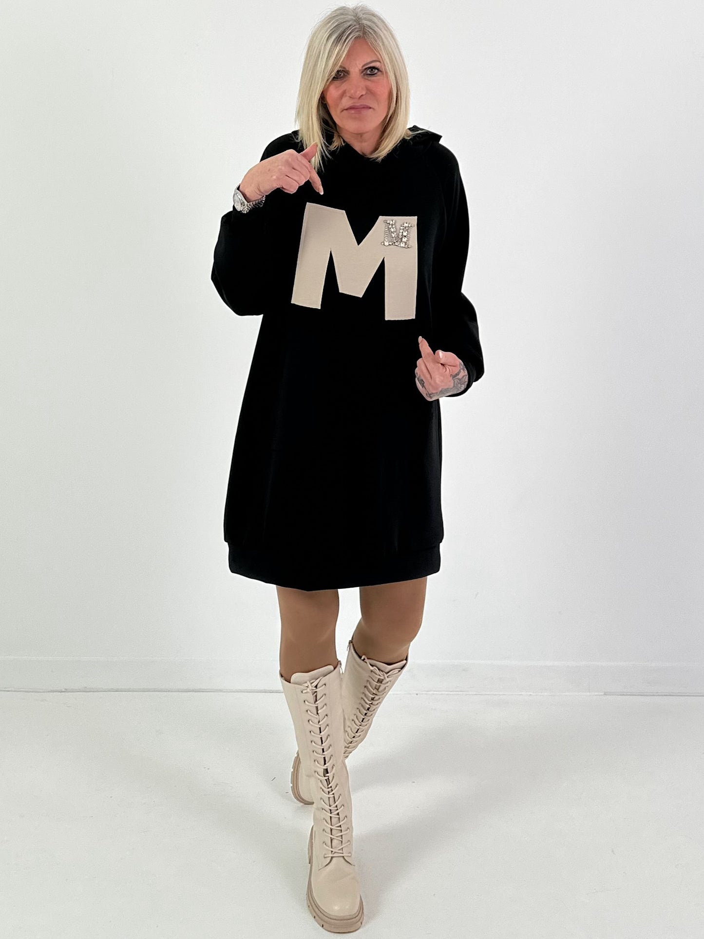Long Hoodie/Kleid Modell "Edition M" - schwarz