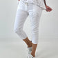 Capri Hose mit Leo Strass - weiss