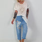 Fine Knit Top Sun with Lurex - ecru