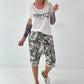 T-Shirt in edlem Materialmix -weiss