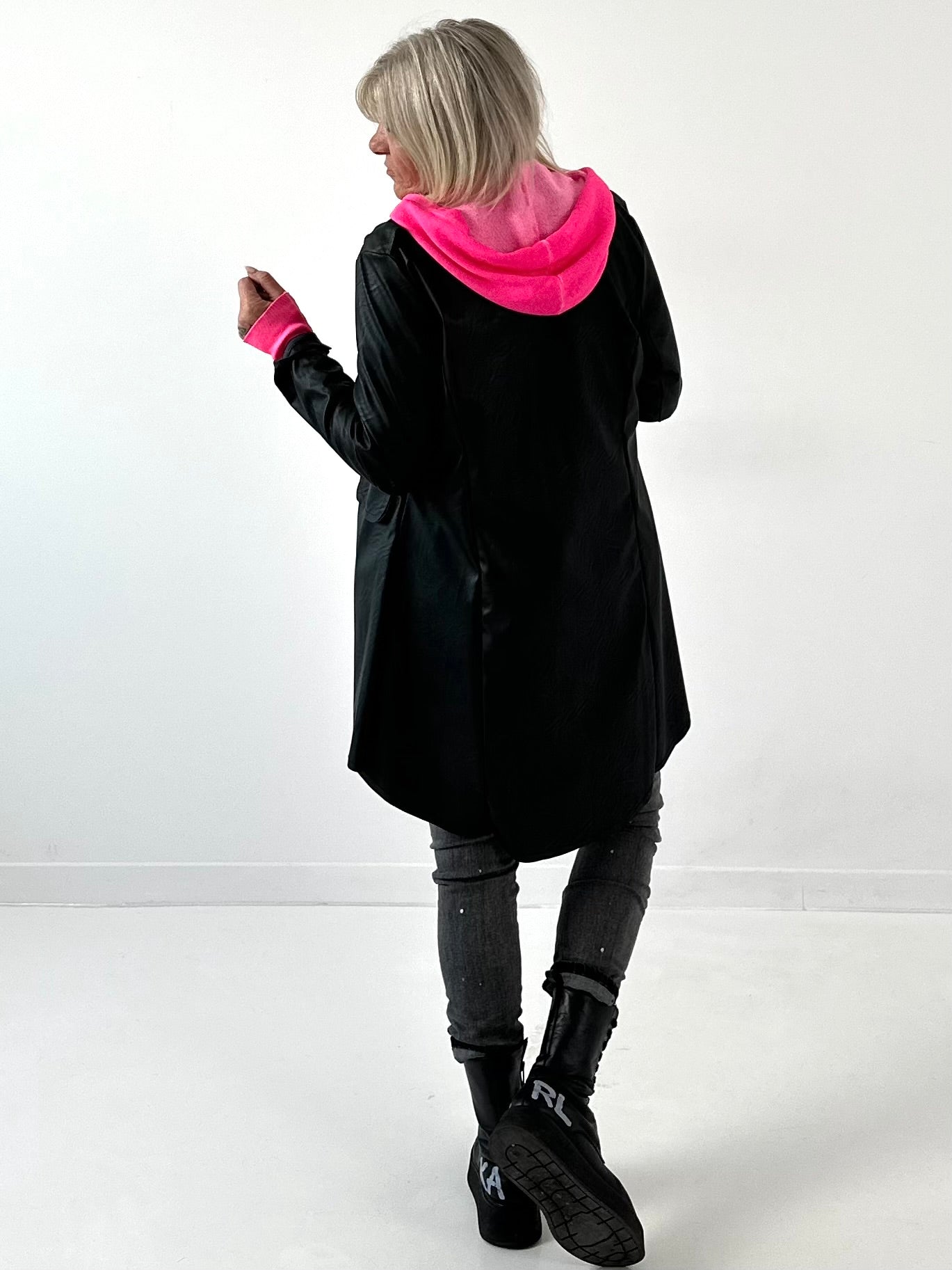 Militair jasje in lederlook model "Midnight Empress" - zwart