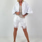Sommer Crop-Jacke mit halben Arm - weiss