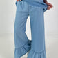 Ruffle Hem Jeans - Light Blue