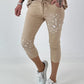 Capri Hose mit Leo Strass - sand