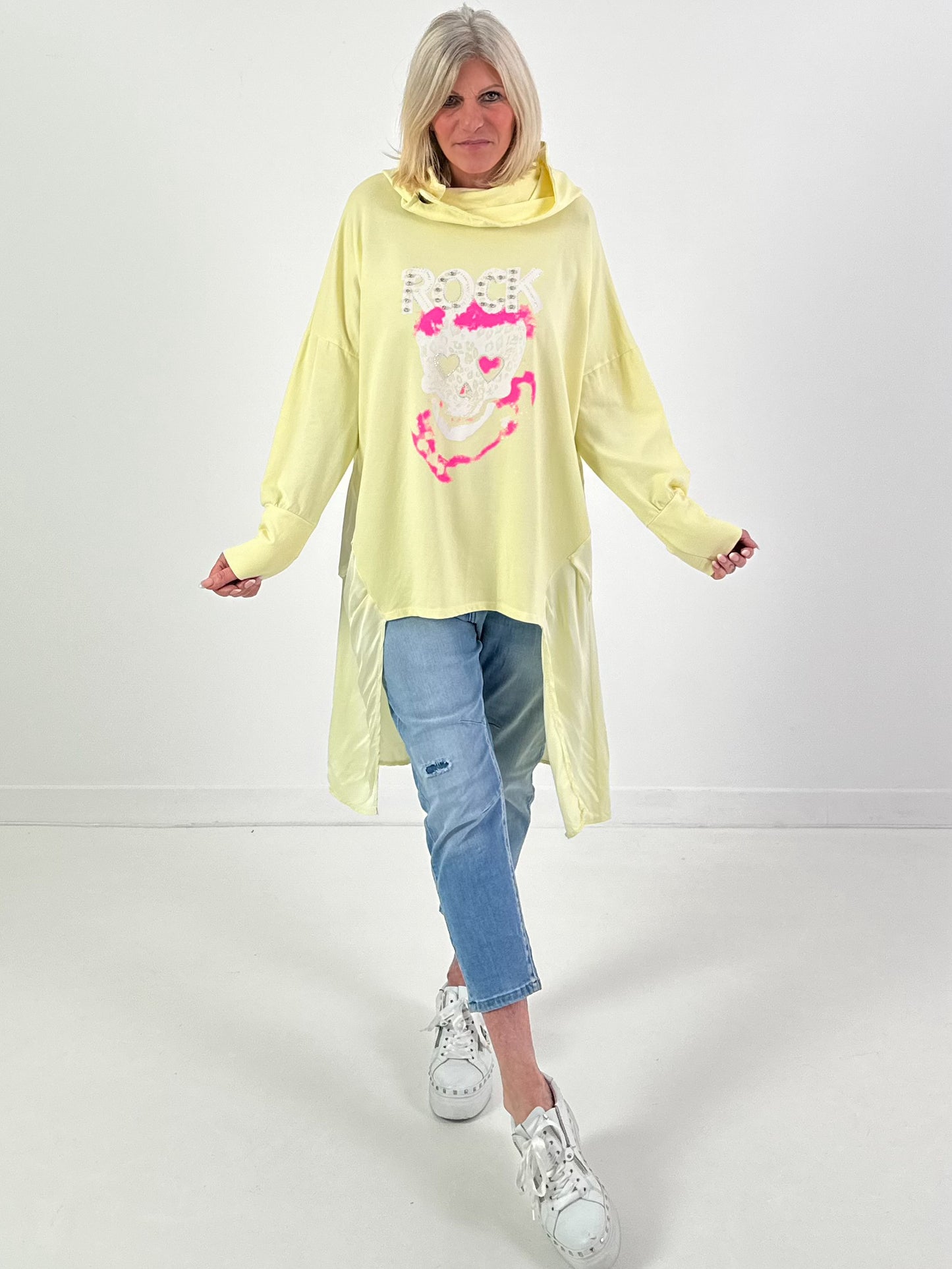 Hoodie Modell "Sparkle Skull" - gelb