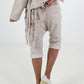 Kurze Baggy mit Zipper Details - beige