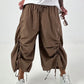 Balloon trousers with gathering seams - chocolate