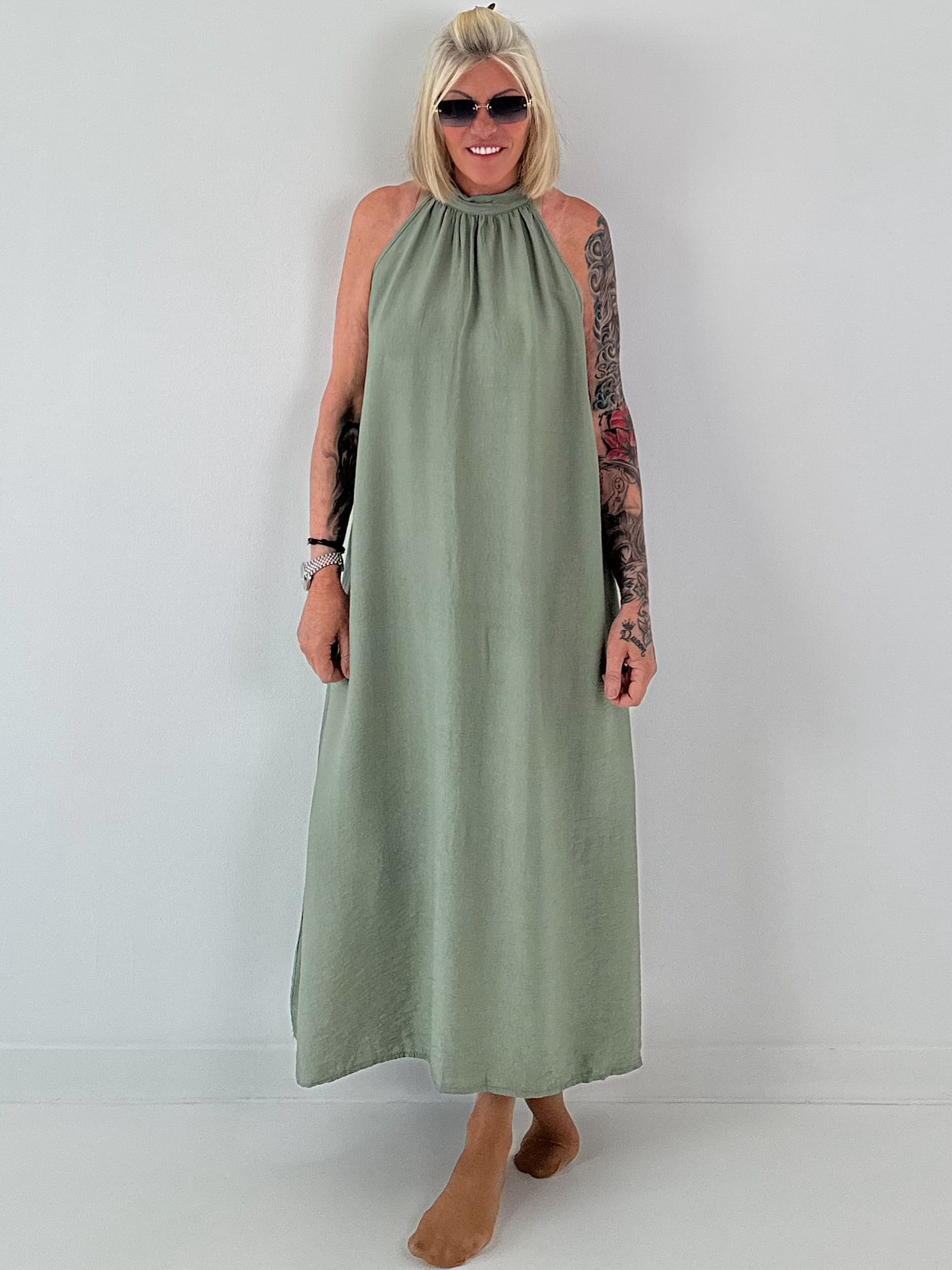 Klassisches Neckholder-Kleid -salbei