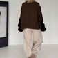 Sweater mit Strickeinsätzen - mokka