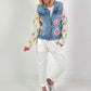 Denim jacket with crocheted sleeves - denim