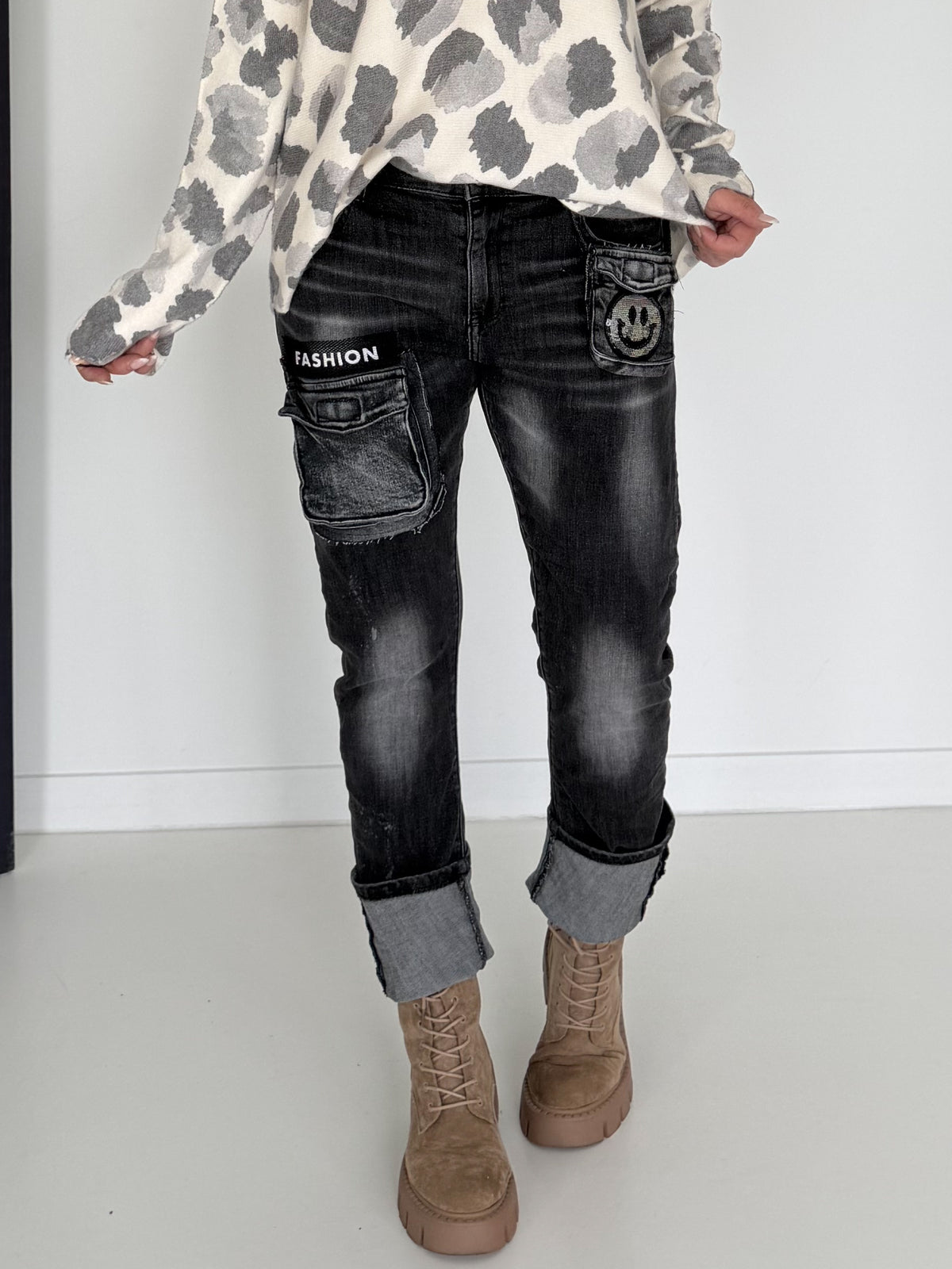 Jeans Fashion Smiley - used-black