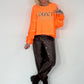 Sweater Don't Look Back - neon orange-leopard