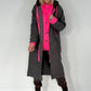 Coat in teddy curl look with neon accents - anthracite