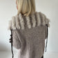 Cozy Cardigan with Oversized Faux Fur Collar - Taupe