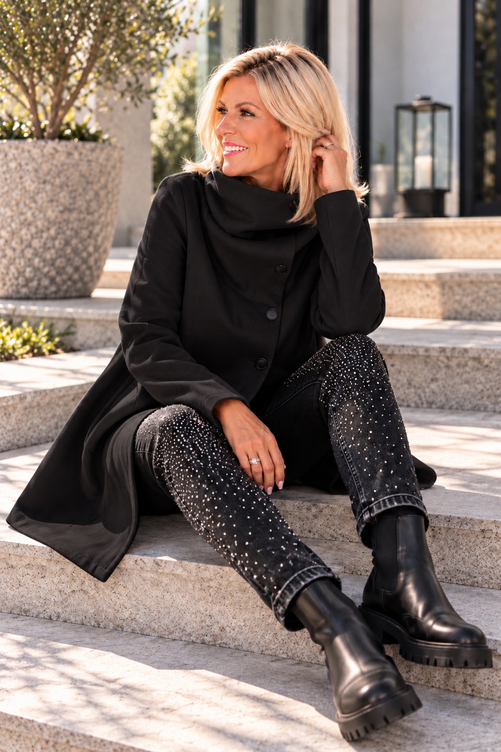 Stylischer asymmetrischer Blazer - schwarz